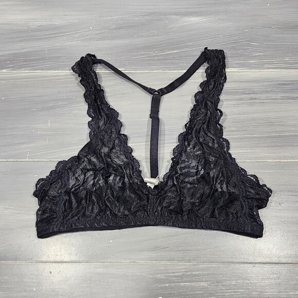 Cosabella Pixie Lace Bralette Tall Triangle T Back Wireless Bralette Black Large - Picture 1 of 6